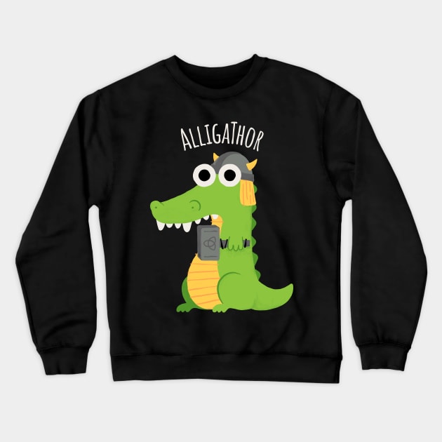 Aligathor Aligator Thor Super Hero Crocodile Thunder Hammer Crewneck Sweatshirt by zawitees